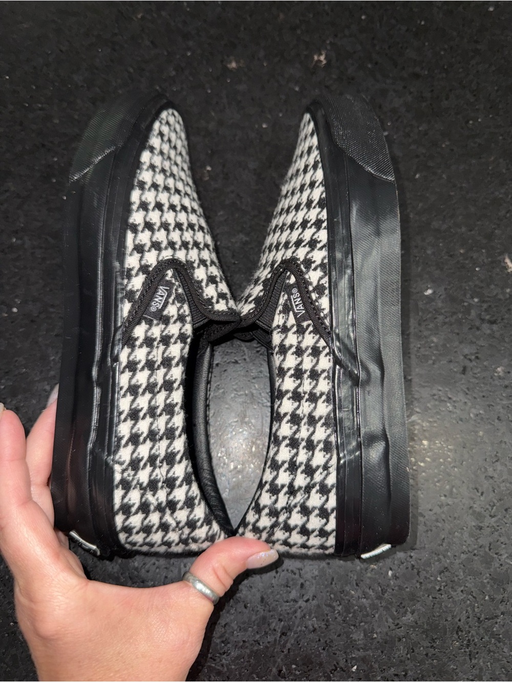 NEW Vans BLACK WHITE Houndstooth Print Slip on Sneakers SZ 8 - Picture 9 of 12